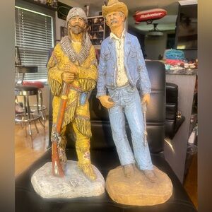 2 Sculptures Daniel Monfort Signed & Dated 1976 Mountain Man & Vigilante